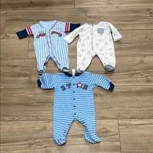 Carter's Blue and White Striped Footies Set